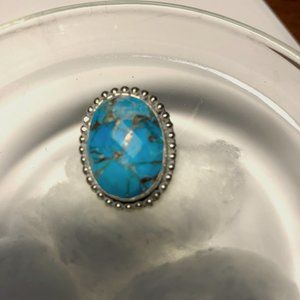 Handcrafted adjustable large turquoise ring